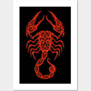 Red Scorpio Zodiac Sign Posters and Art